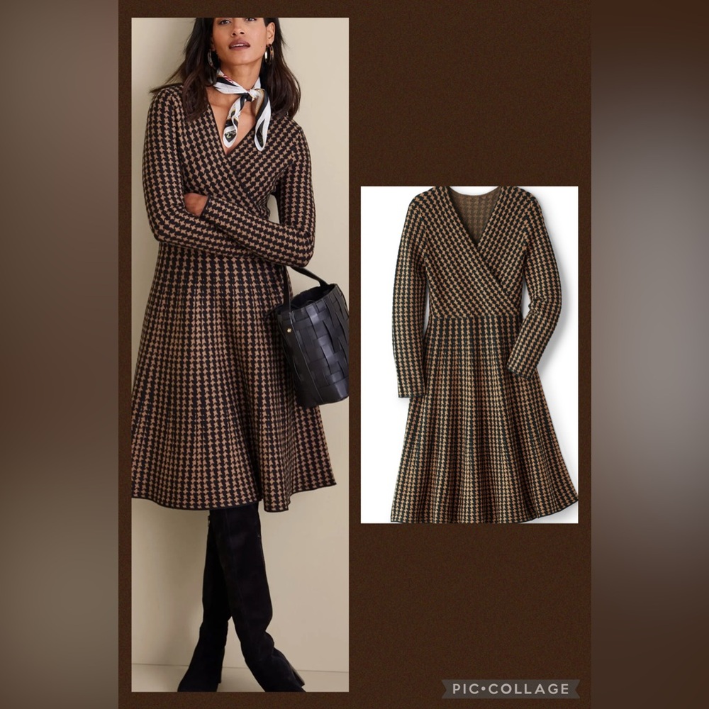 Soft Surroundings Plaid Long Sleeve Dress